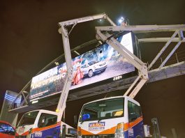 Wilson Access Truck Mounts used to repaint the Trafford Arch Digital Advertising Site in Manchester